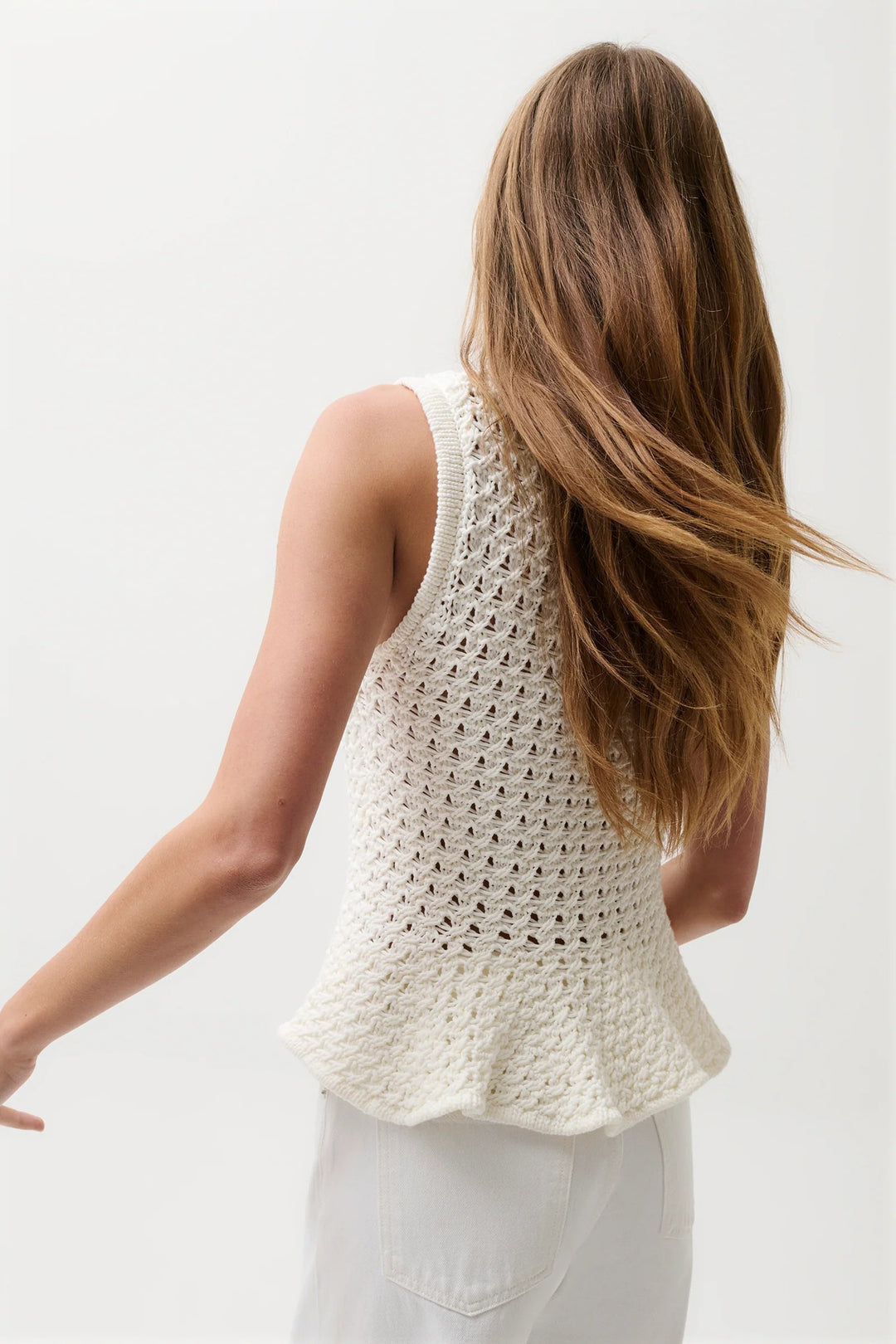 White Openwork Anna Tank