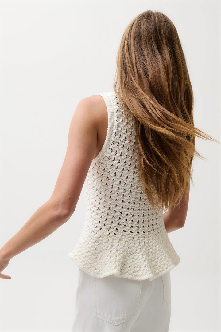 White Openwork Anna Tank