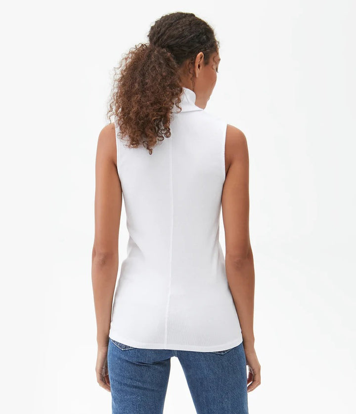 White Sleeveless Turtleneck Top