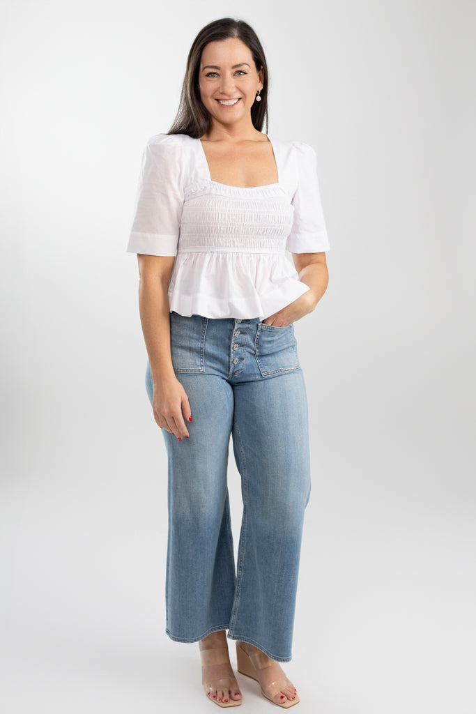 White Smocked Orion Blouse