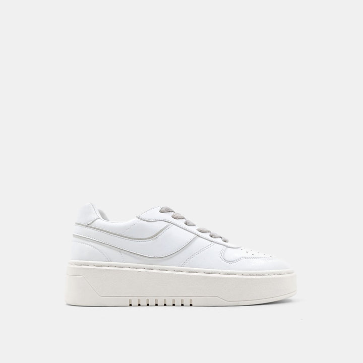 White Synthetic Leather Satine Sneakers