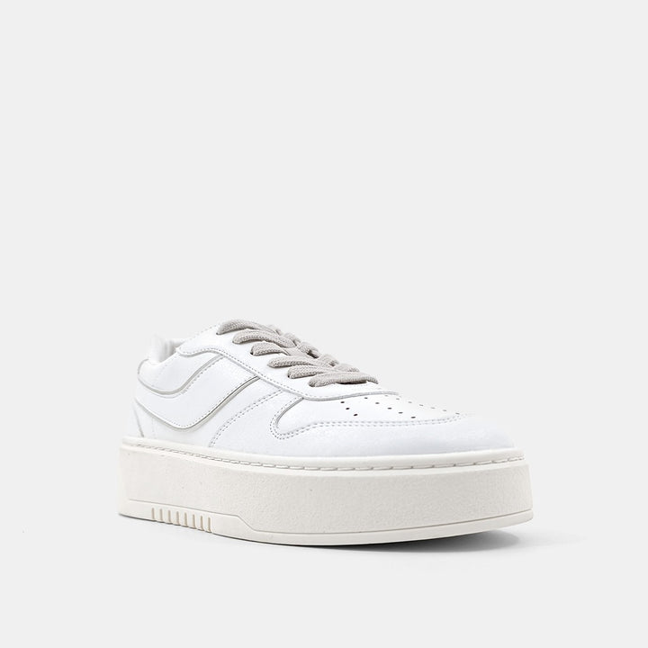 White Synthetic Leather Satine Sneakers