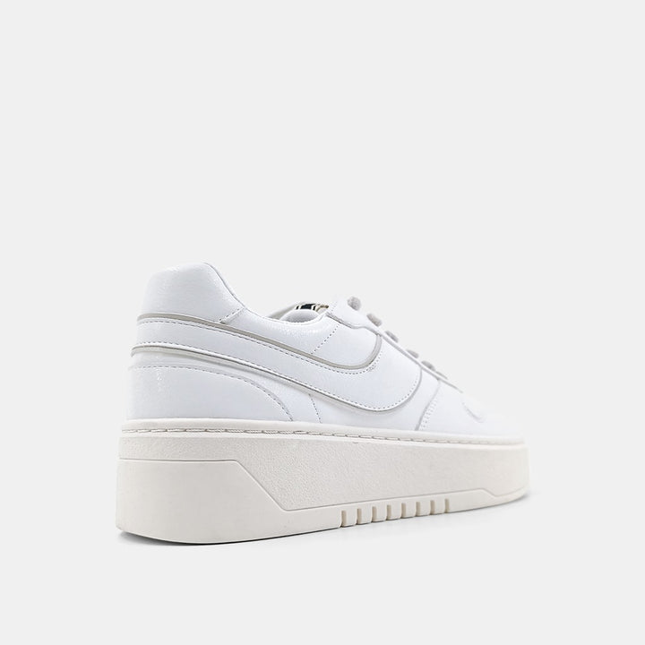 White Synthetic Leather Satine Sneakers