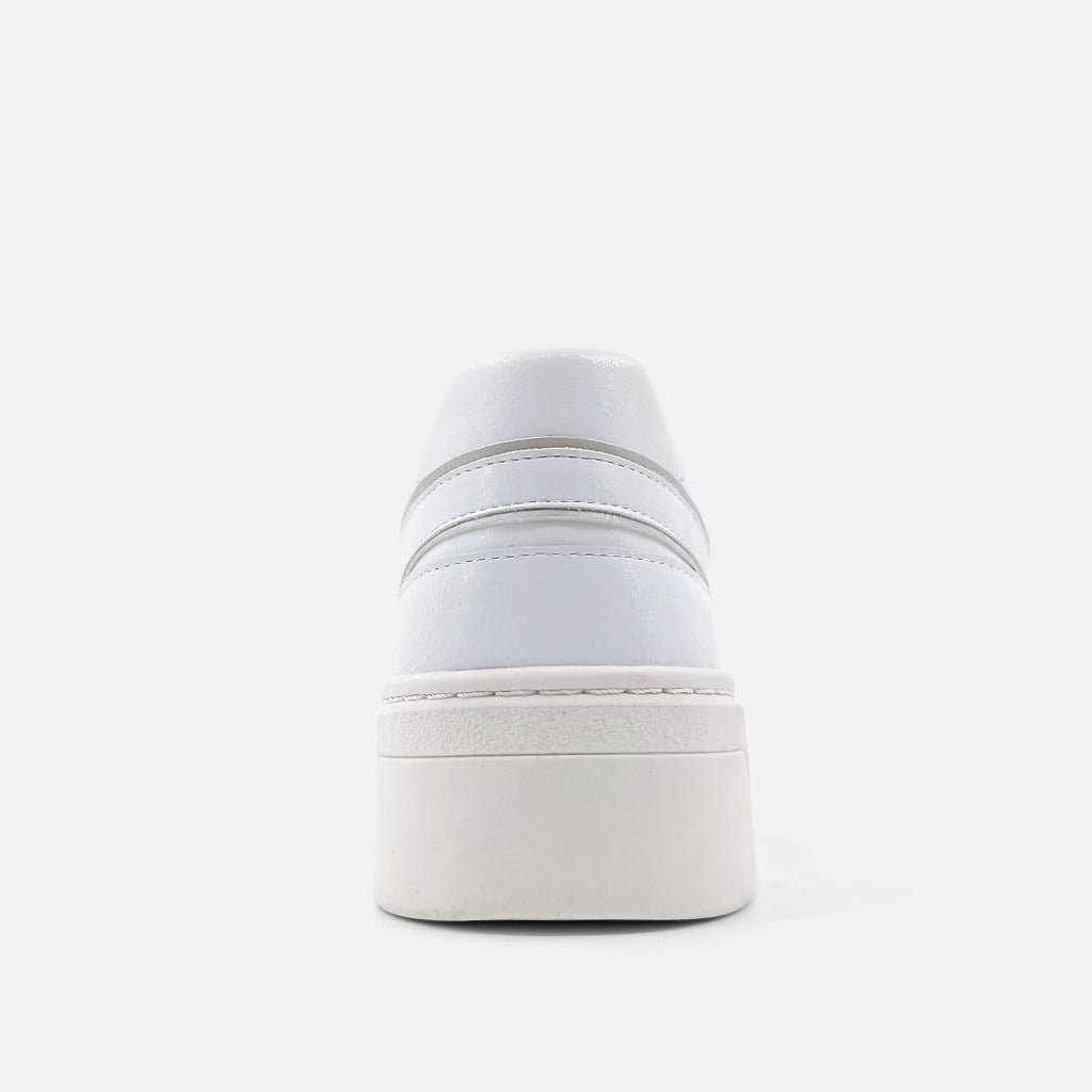 White Synthetic Leather Satine Sneakers