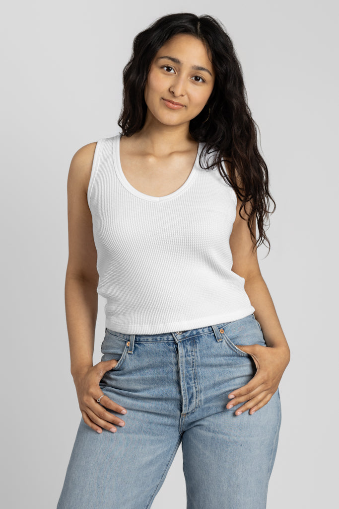 White Waffle Hazel Tank Top