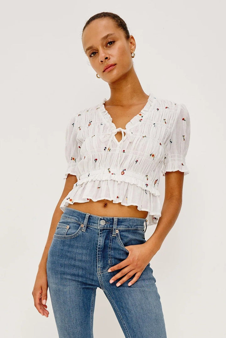 White Wildflowers Fontaine Blouse