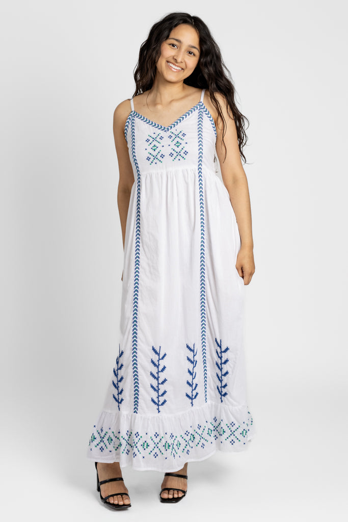 White Embroidered Maxi Dress