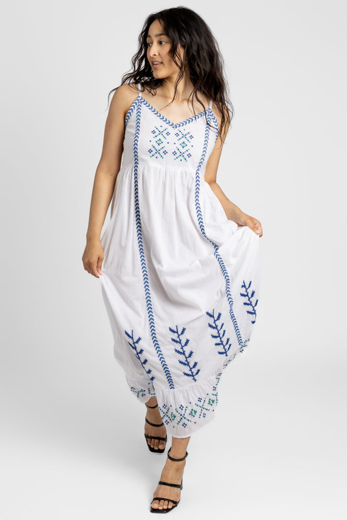 White Embroidered Maxi Dress