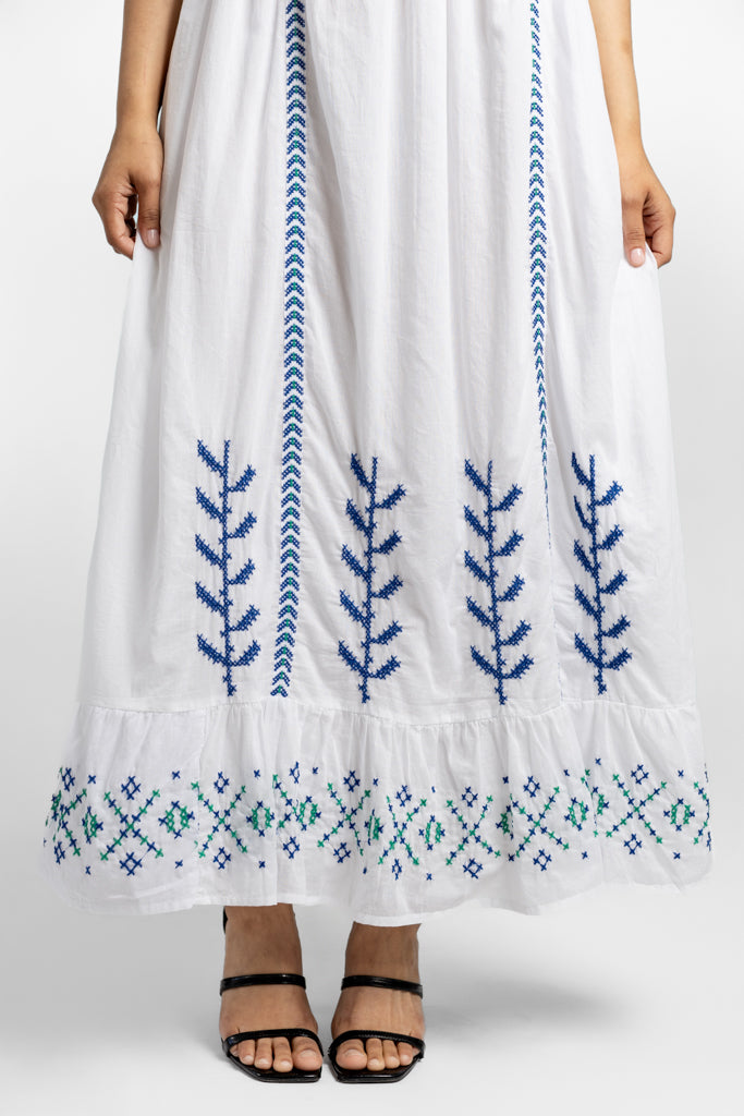 White Embroidered Maxi Dress