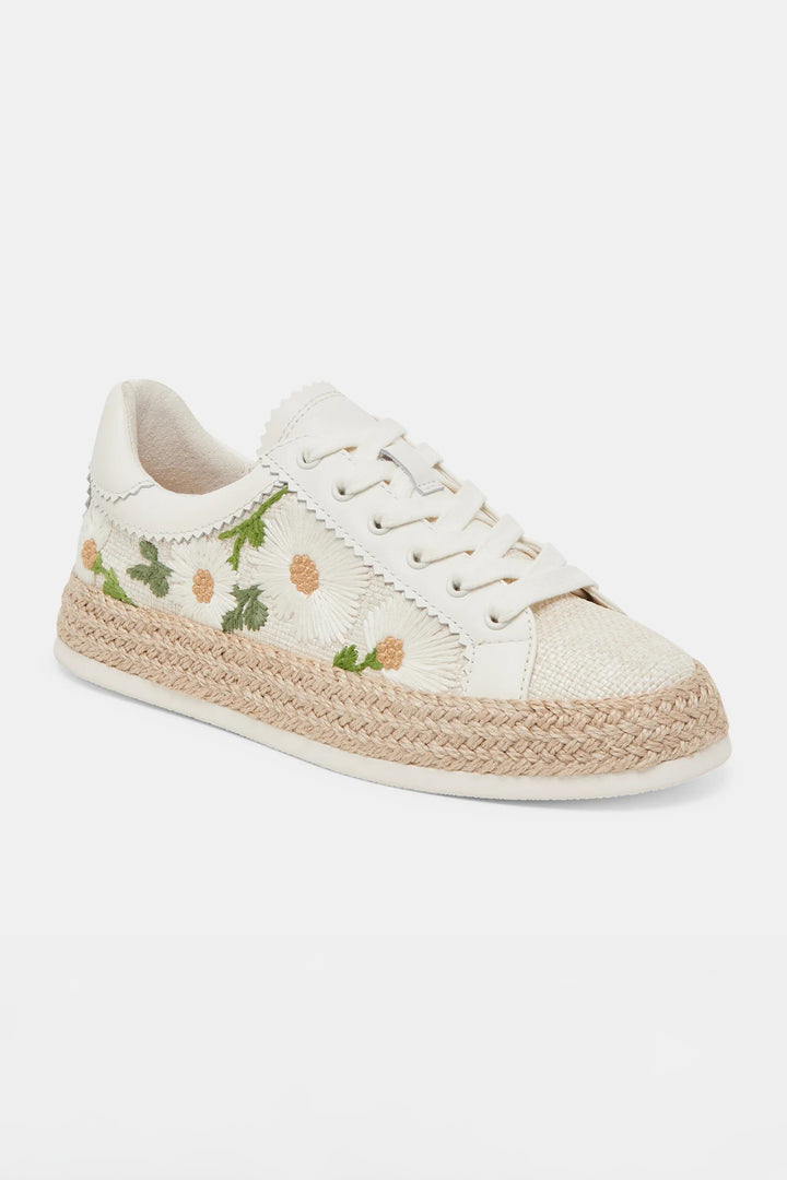 White Floral Raffia Azalia Sneakers