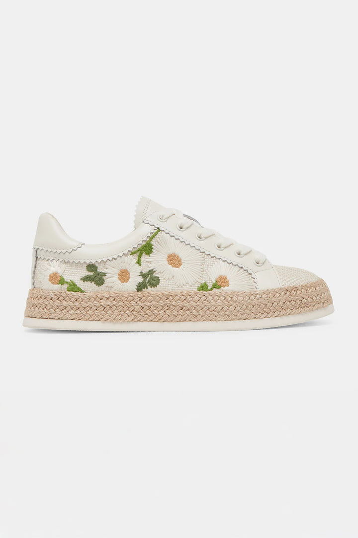 White Floral Raffia Azalia Sneakers