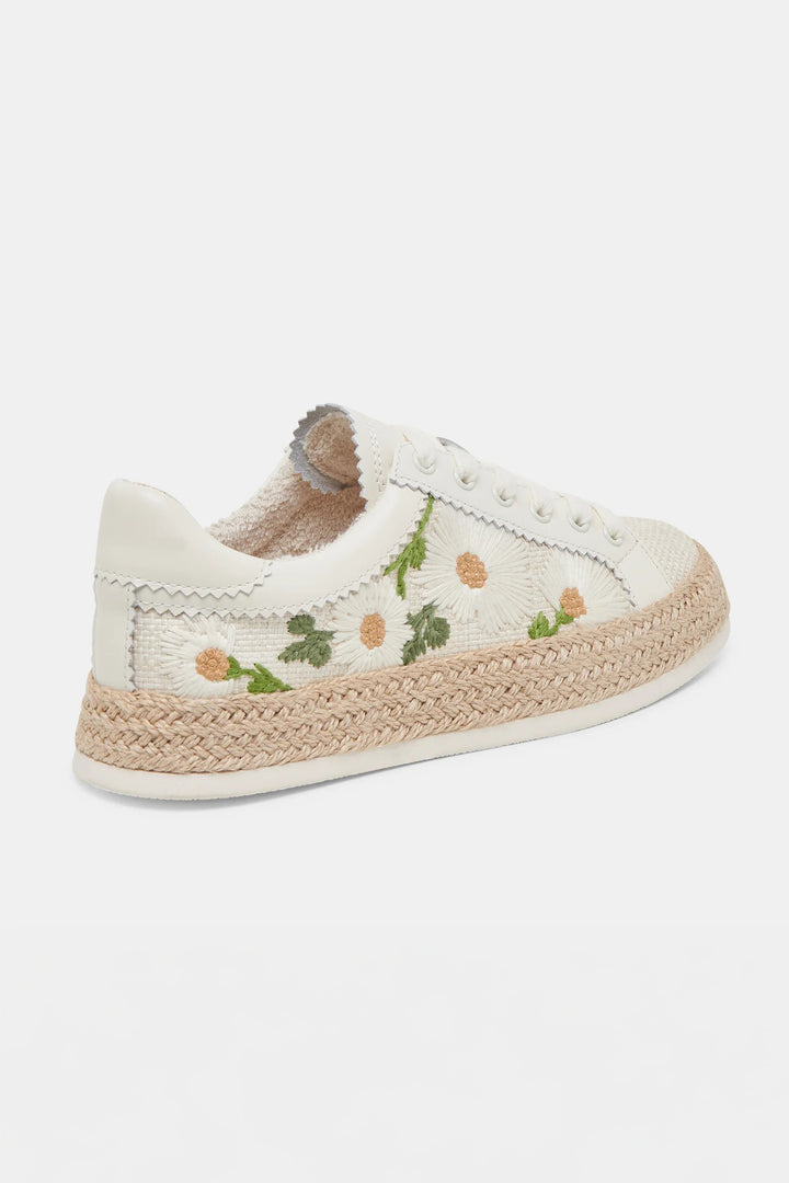 White Floral Raffia Azalia Sneakers