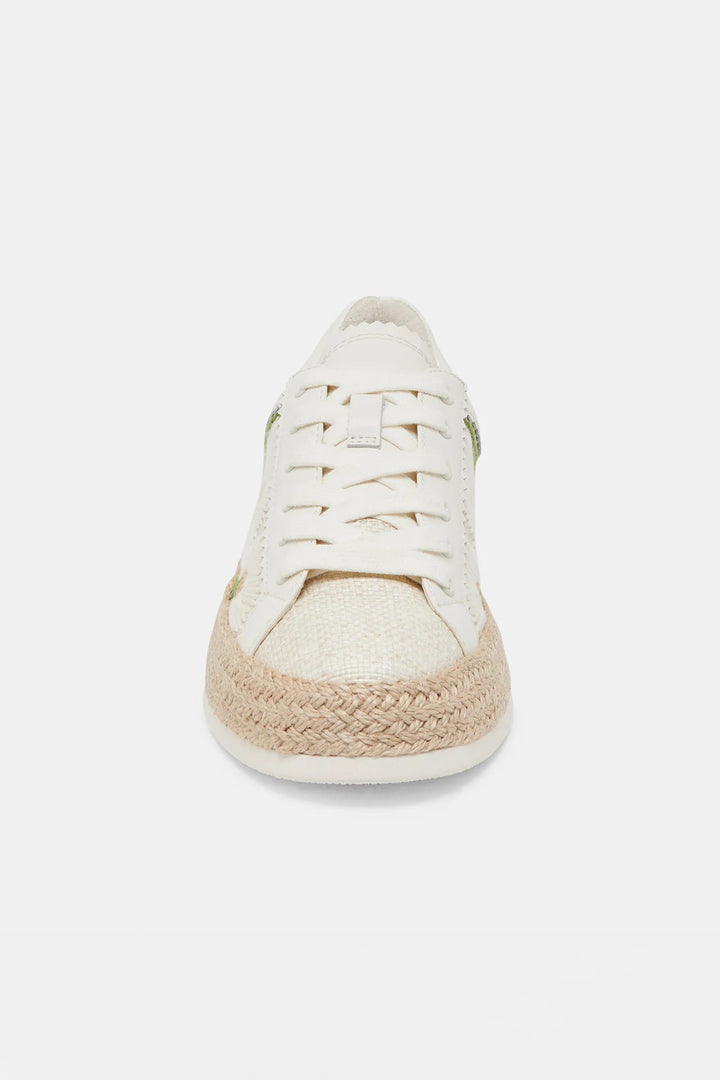 White Floral Raffia Azalia Sneakers