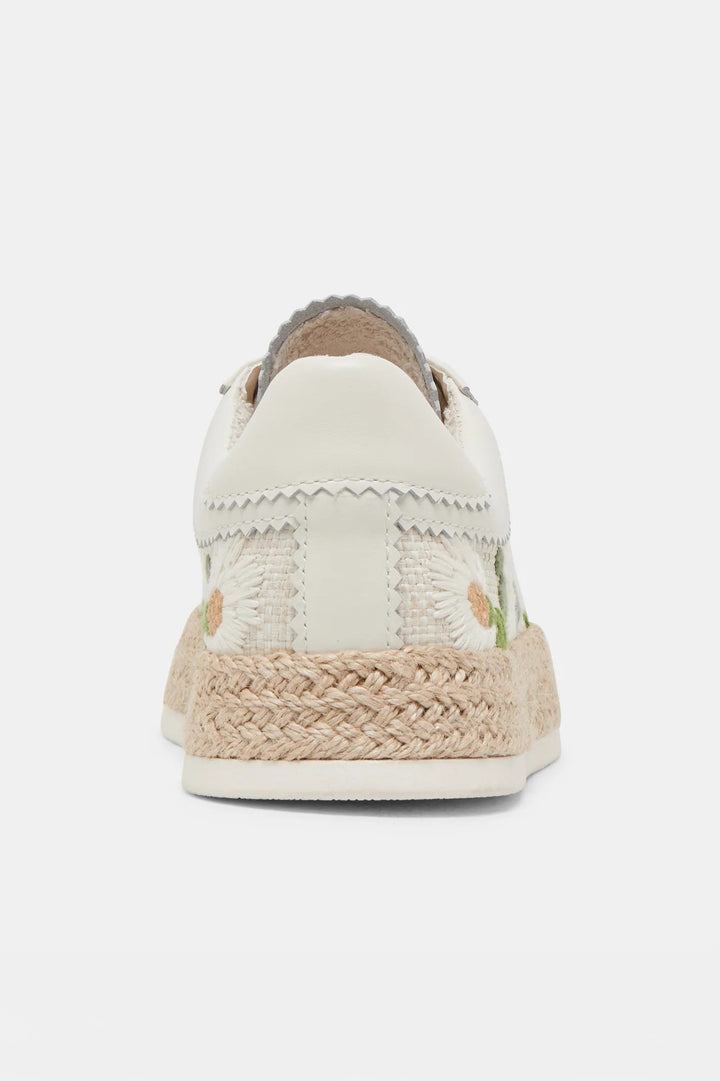 White Floral Raffia Azalia Sneakers
