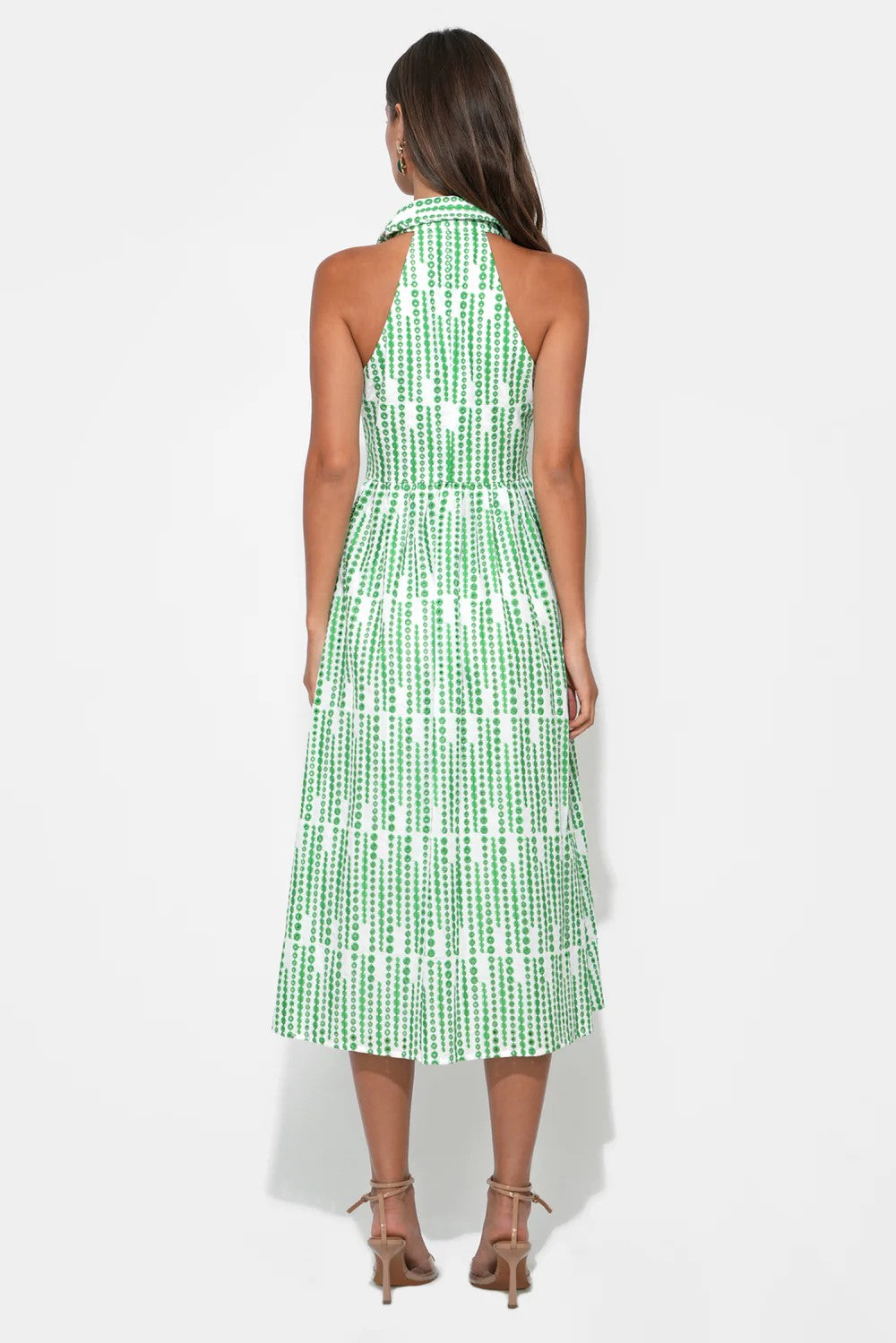 White Green Embroidery Ruby Dress