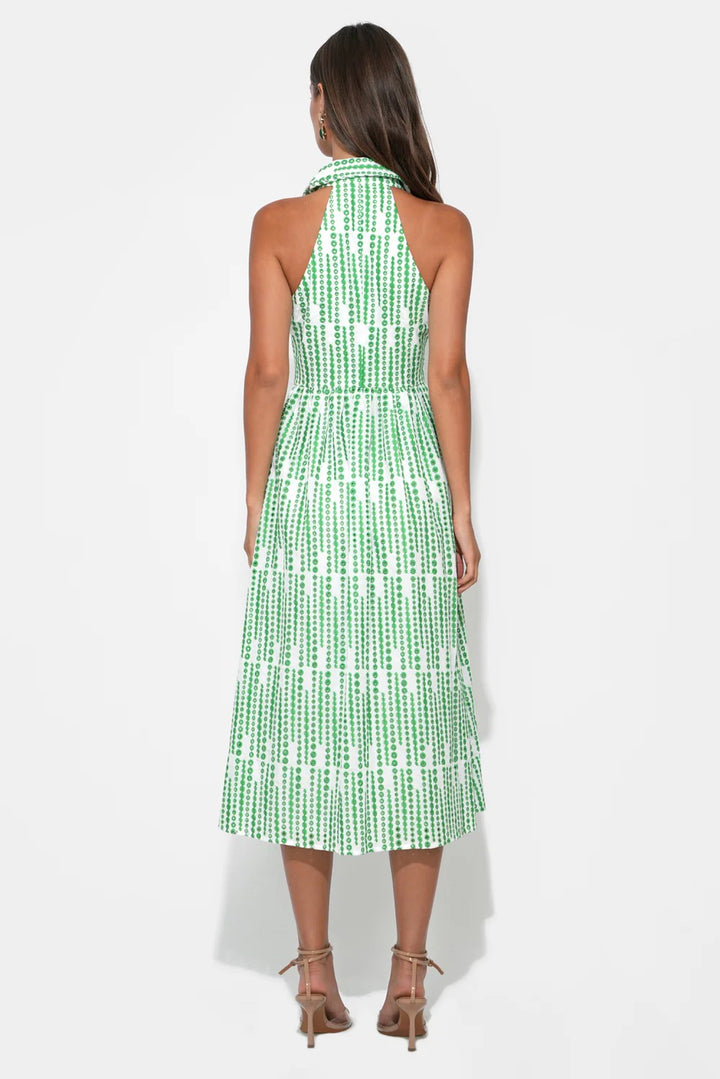White Green Embroidery Ruby Dress