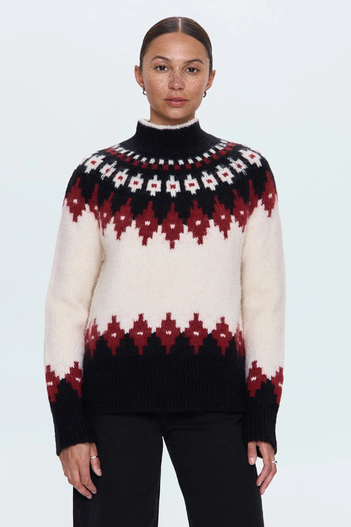 White Oxblood Fair Isle Astrid Sweater