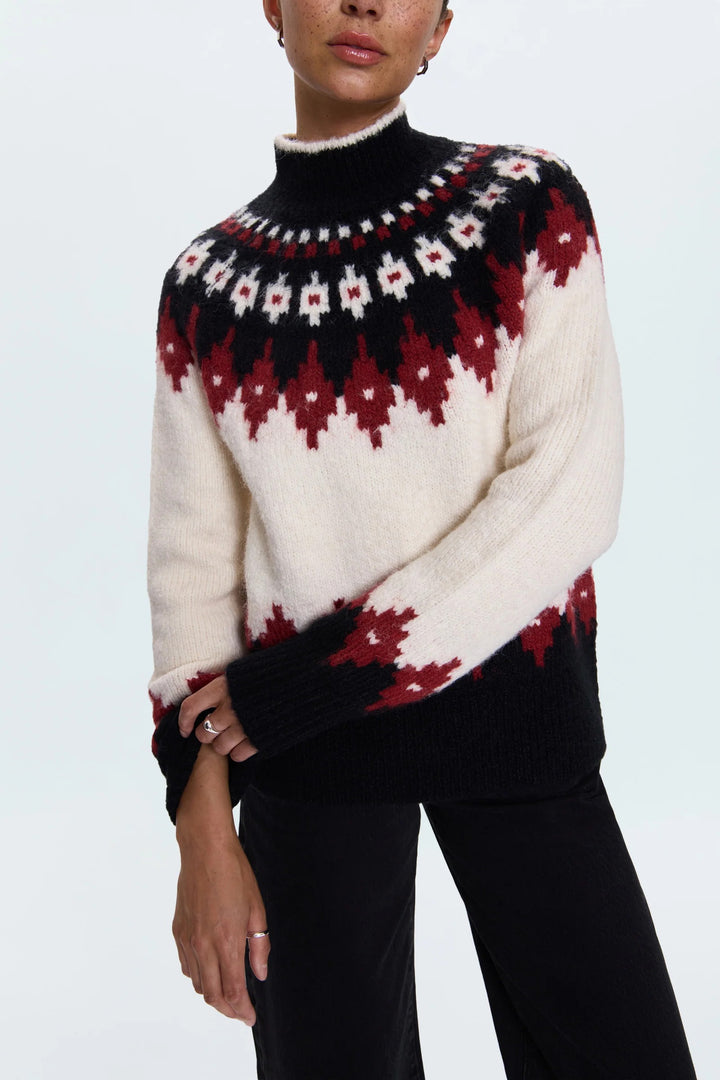 White Oxblood Fair Isle Astrid Sweater