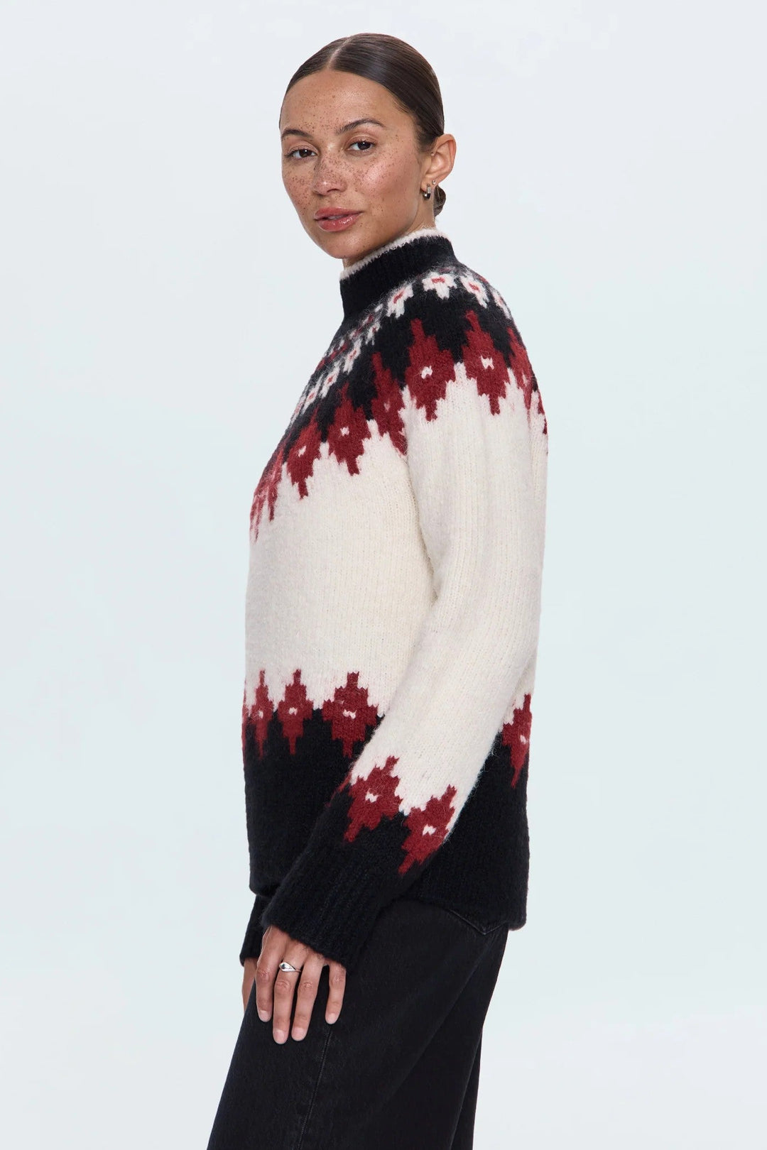 White Oxblood Fair Isle Astrid Sweater