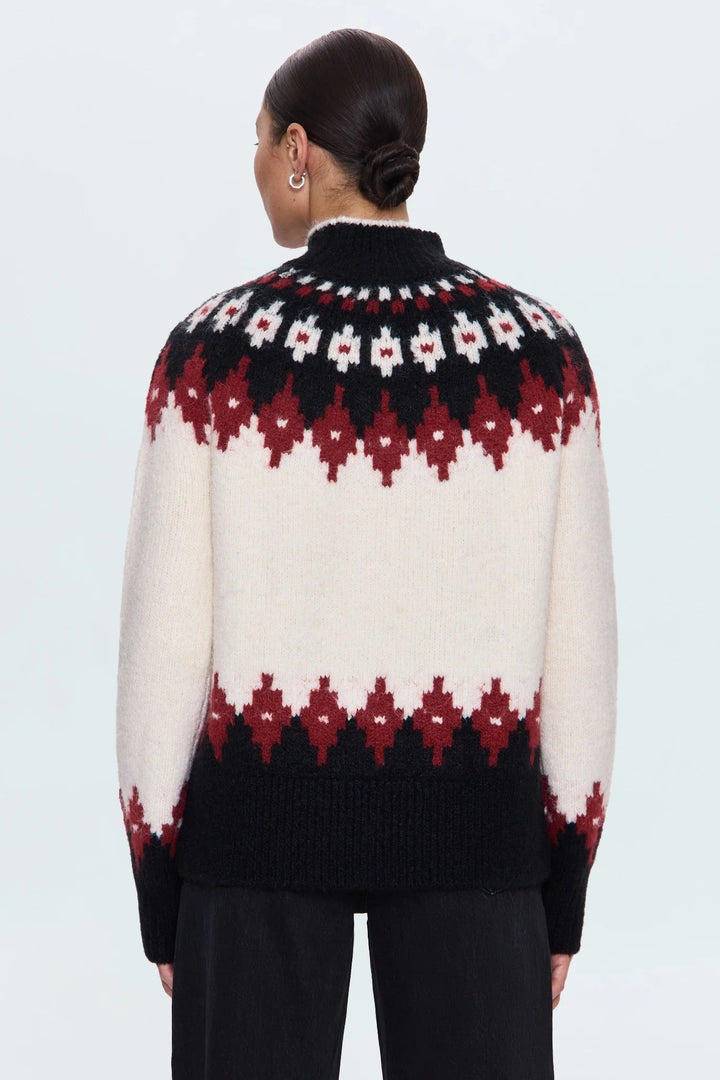 White Oxblood Fair Isle Astrid Sweater