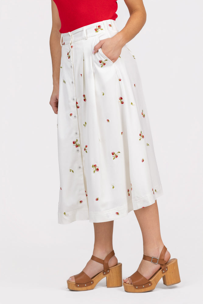 White Red Strawberry Kiss Skirt