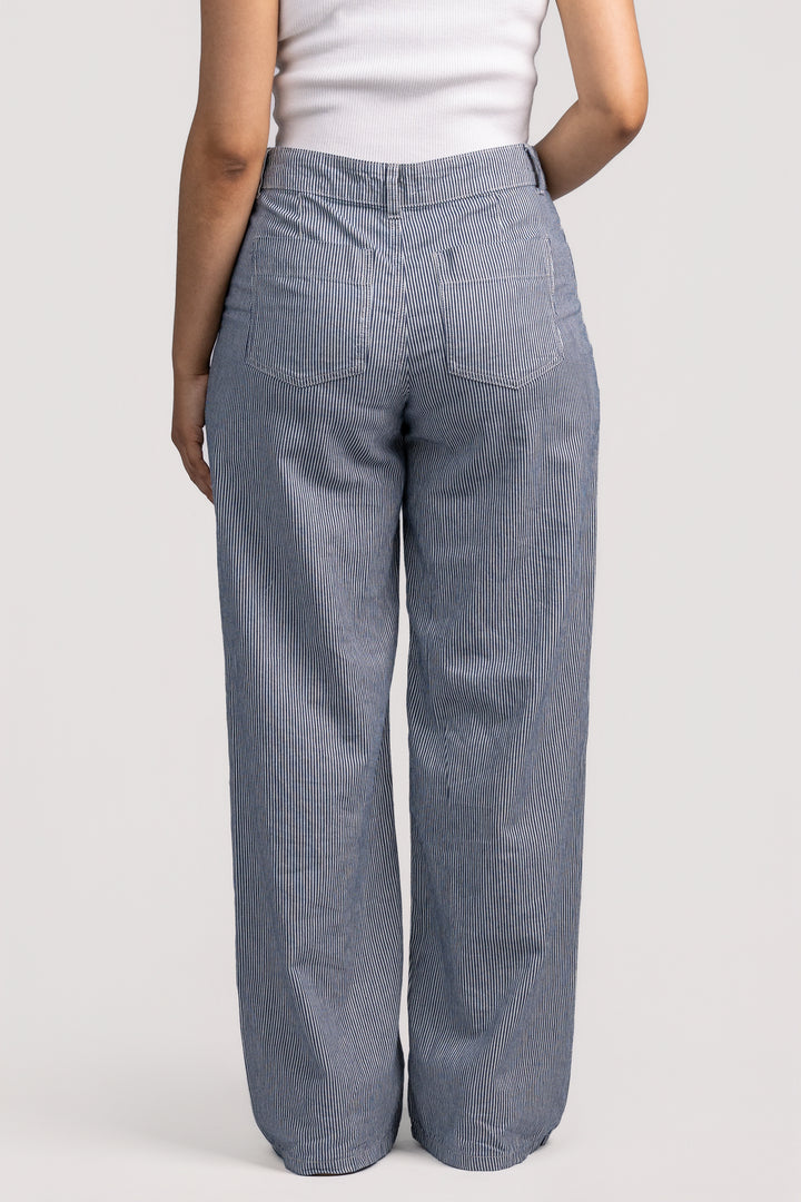 Yacht Stripe Mid Rise Wide Leg Marine Pant