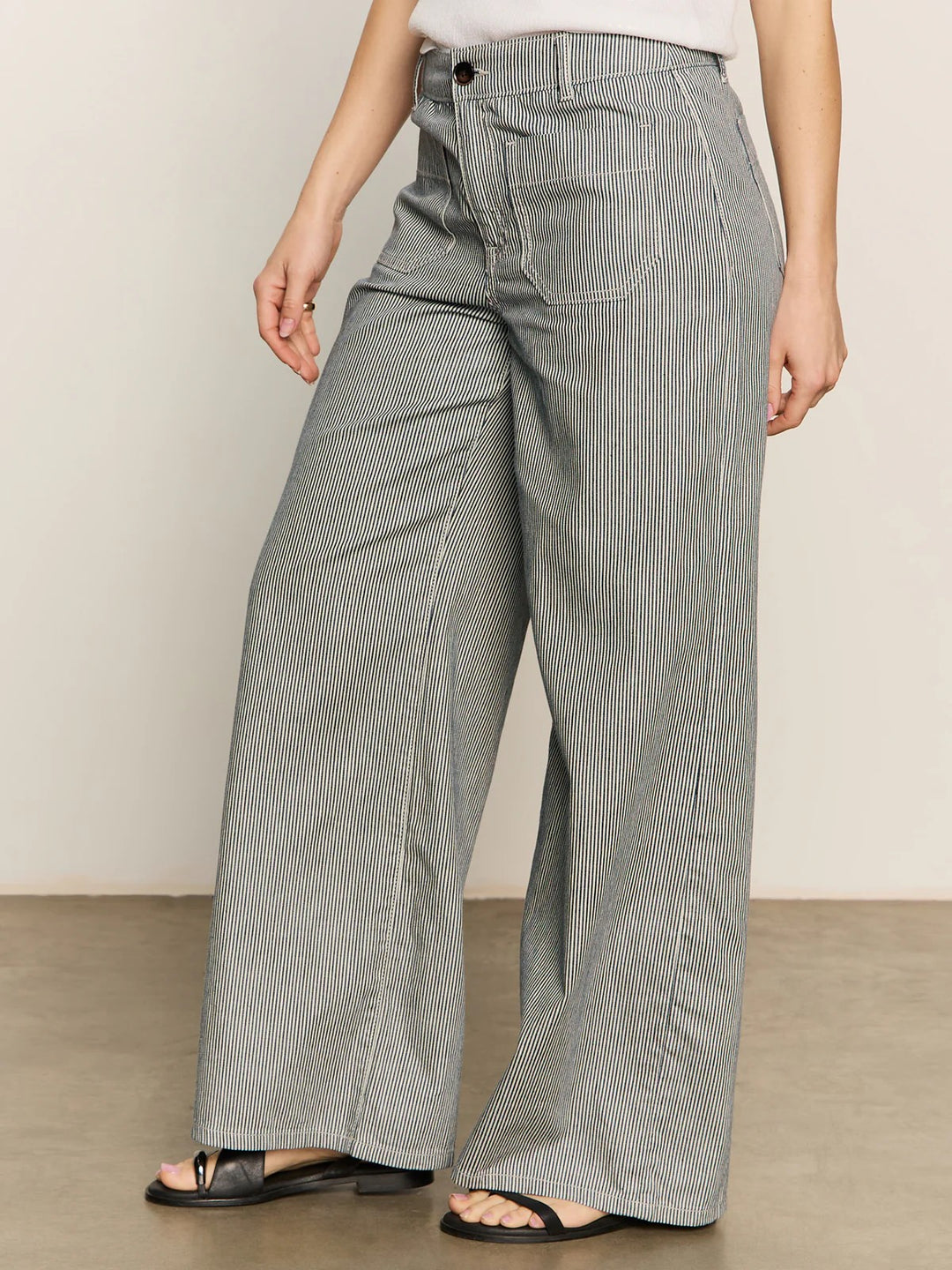 Yacht Stripe Mid Rise Wide Leg Marine Pant