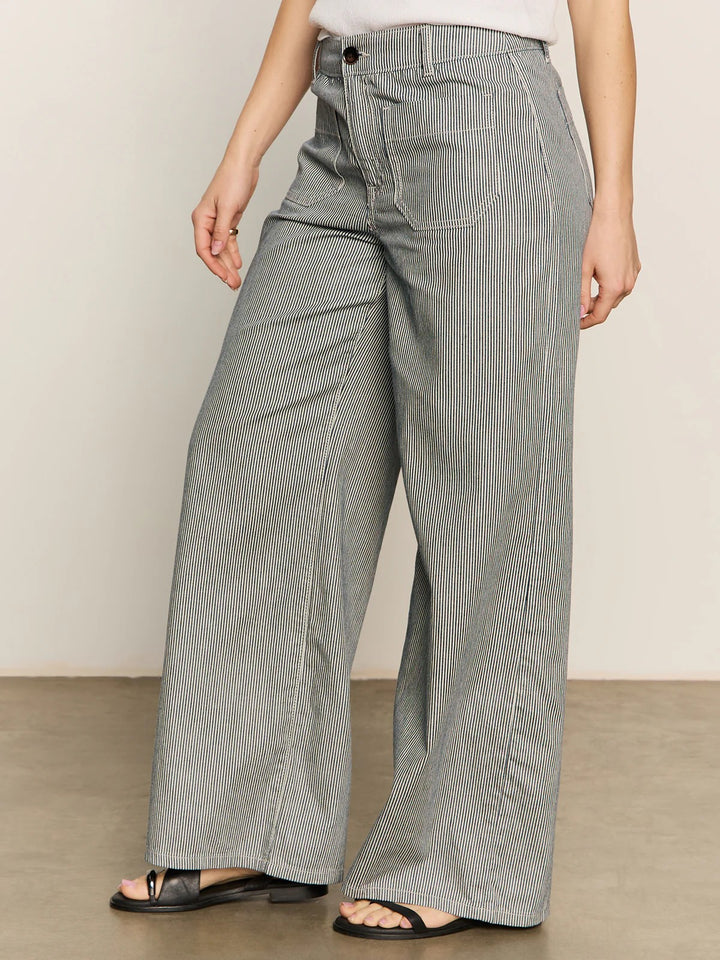 Yacht Stripe Mid Rise Wide Leg Marine Pant