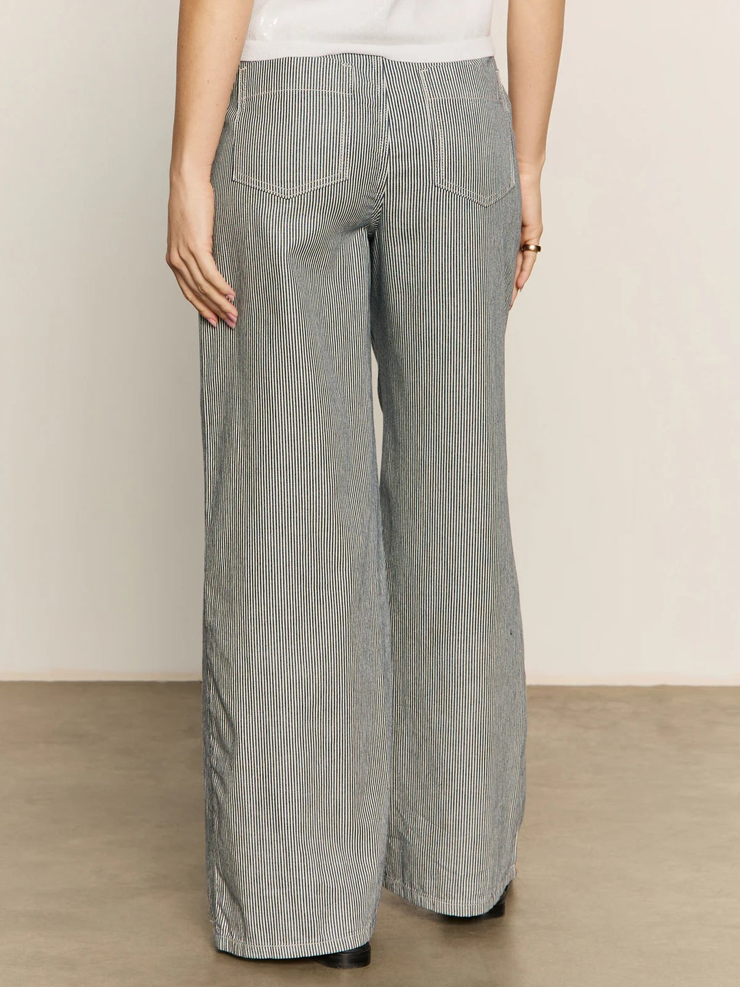 Yacht Stripe Mid Rise Wide Leg Marine Pant