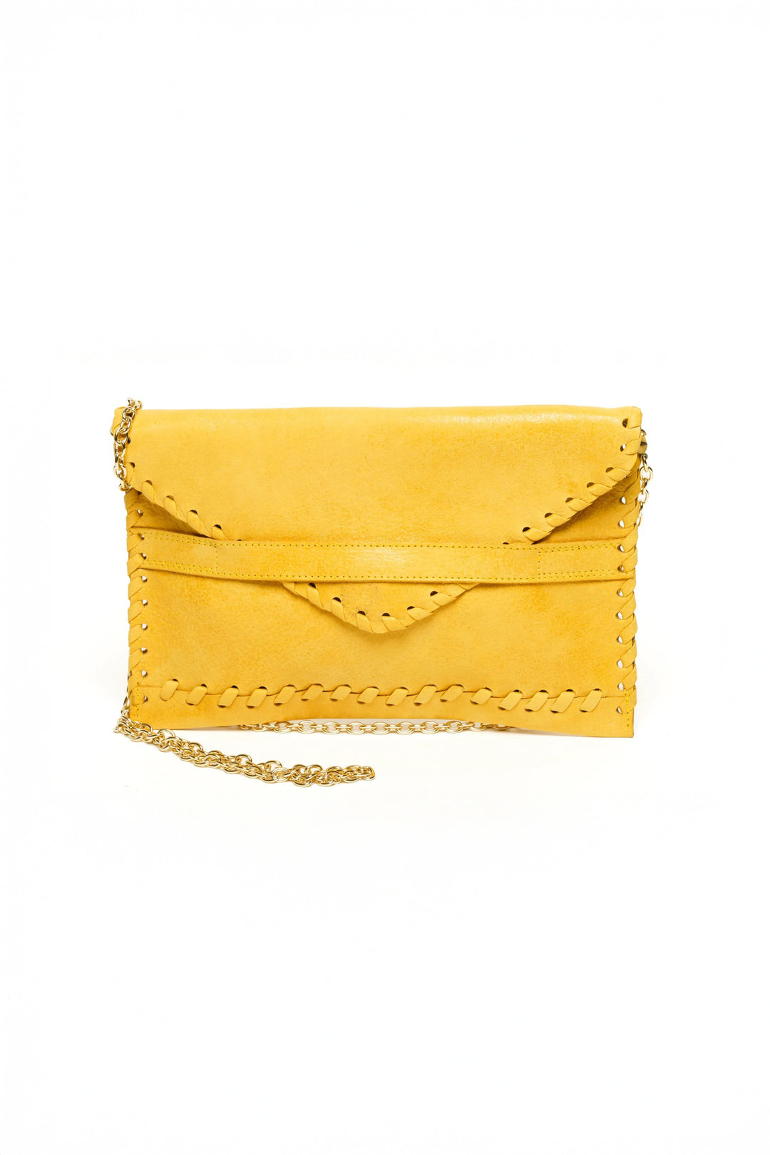Yellow Leather Convertible Clutch