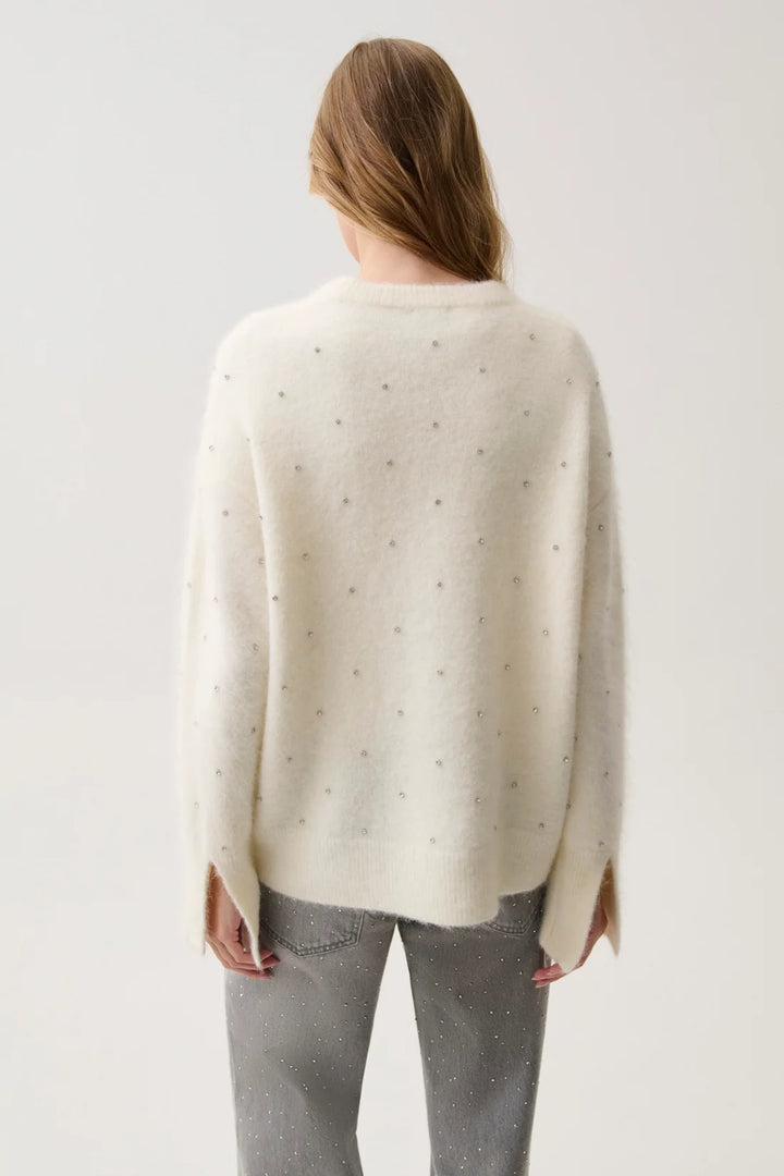 Winter White Embellished Luna Sweater