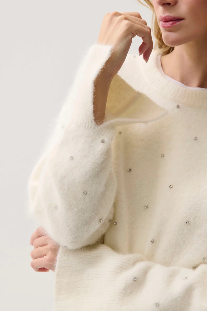 Winter White Embellished Luna Sweater