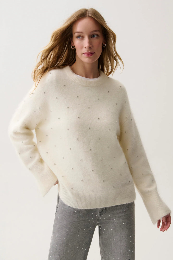 Winter White Embellished Luna Sweater