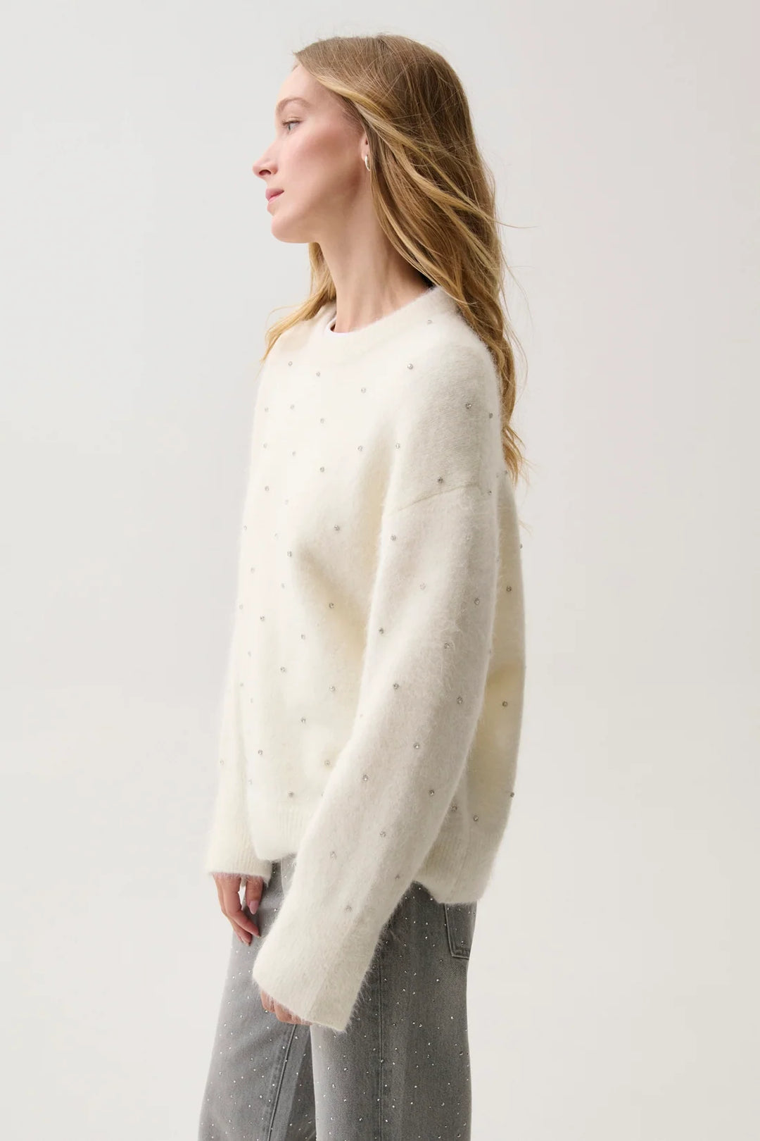 Winter White Embellished Luna Sweater