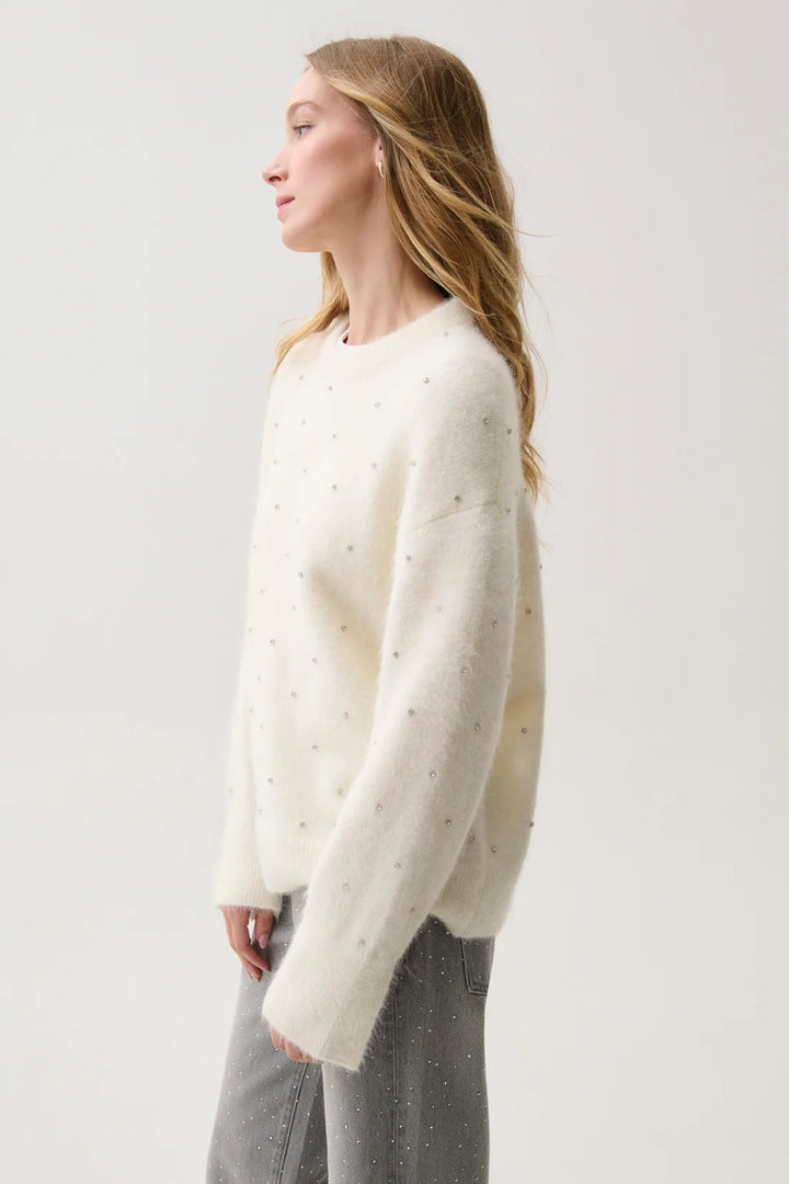 Winter White Embellished Luna Sweater