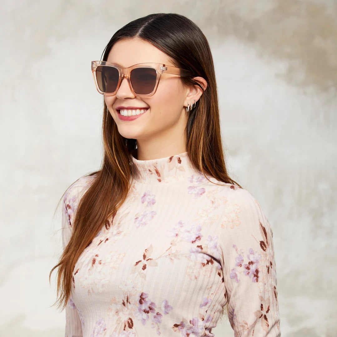 Adela Champagne Plus Gradient Brown Polarized Lens Sunglasses