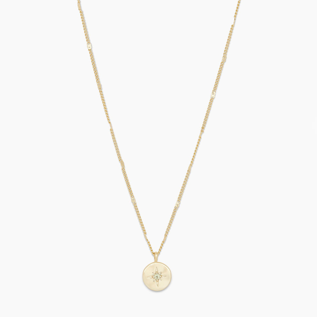 August Gold Peridot Birthstone Coin Necklace