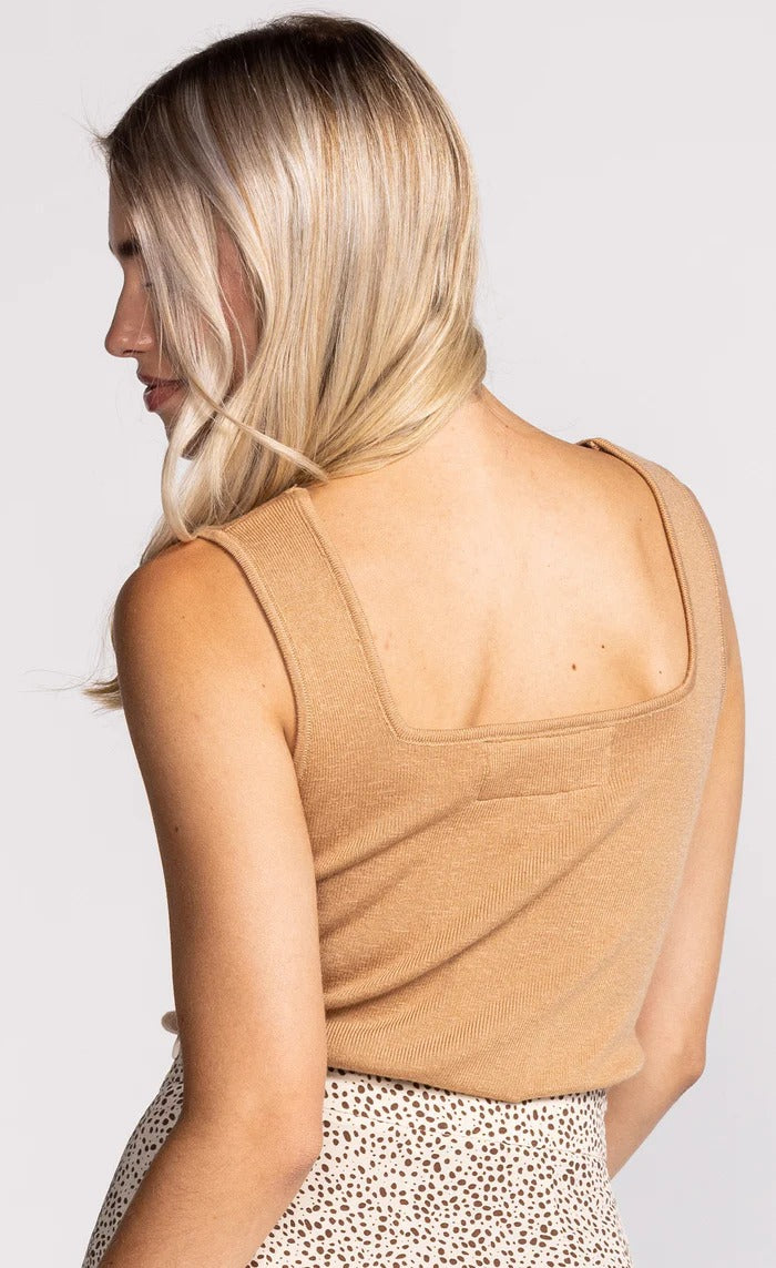 Beige Square Neck Top