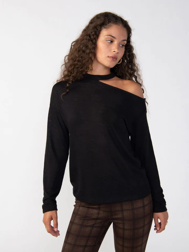 Black Cold-Shoulder Shirt