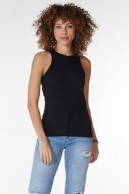 Black High Neck Rib Tank