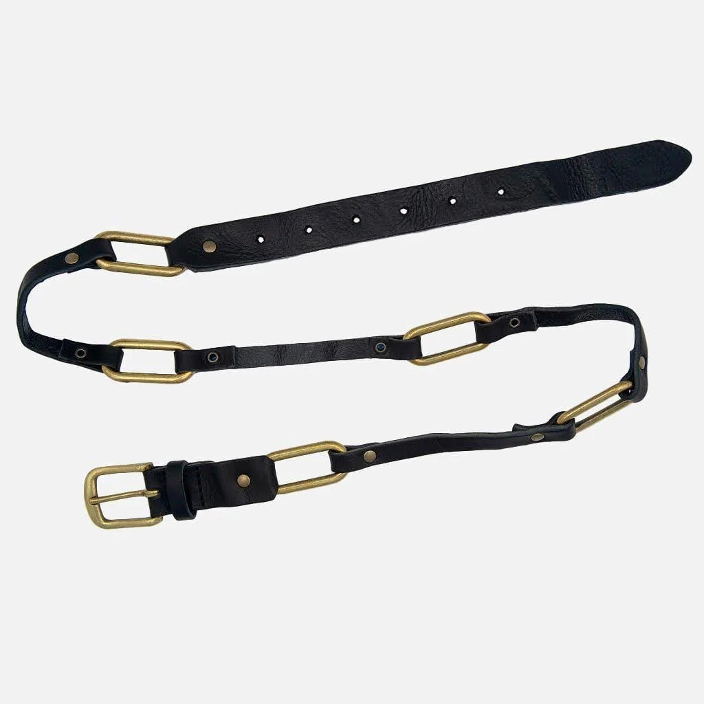 Black Leather Chain-Link Krystel Belt