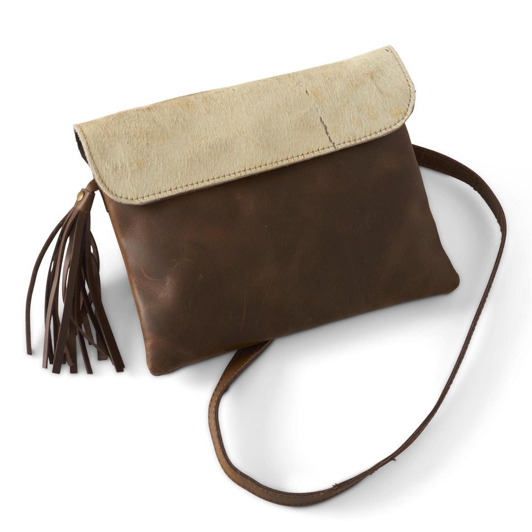 Brown Leather & Hide Crossbody Bag