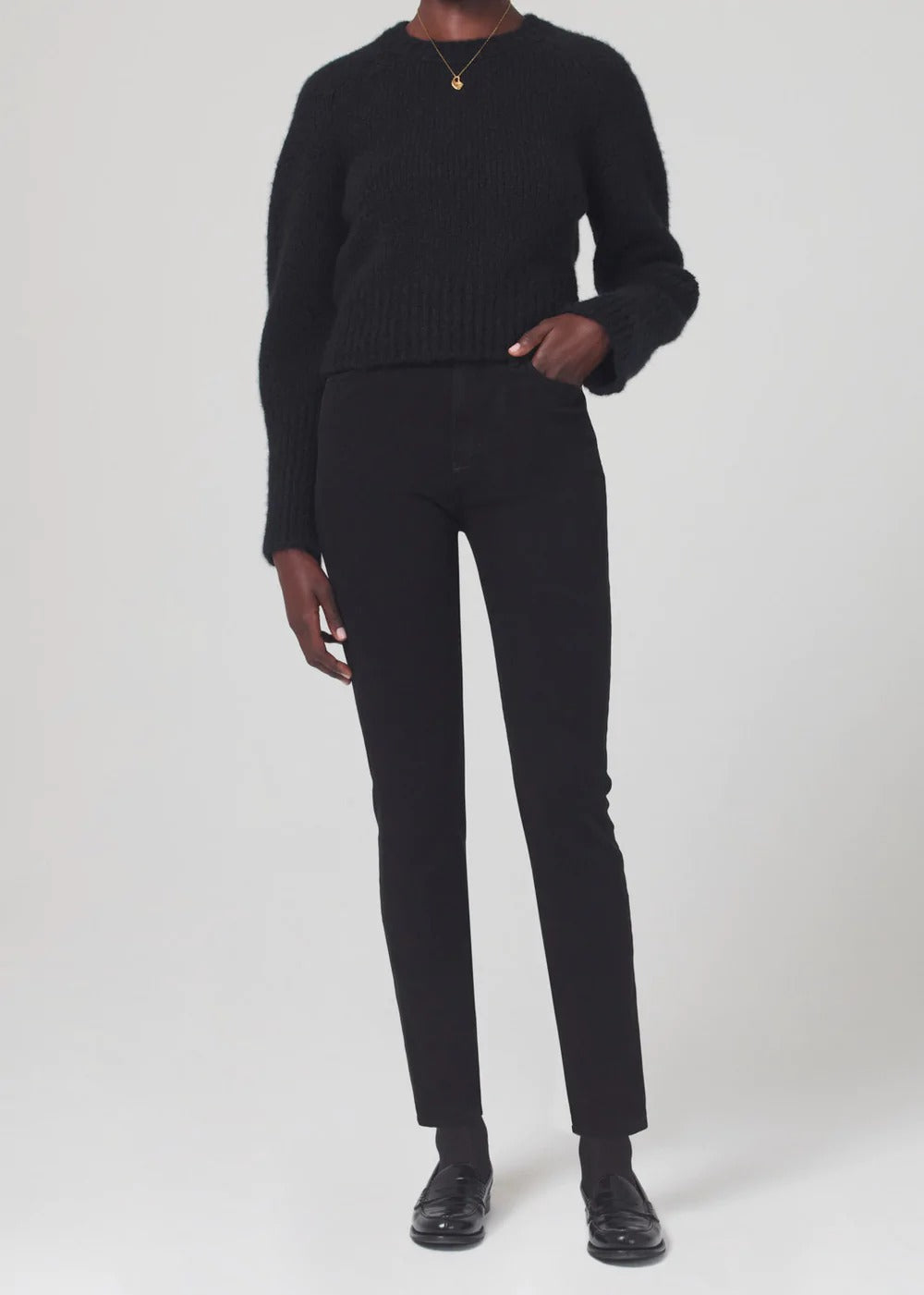 Olivia Plush Black High Rise Slim Jean