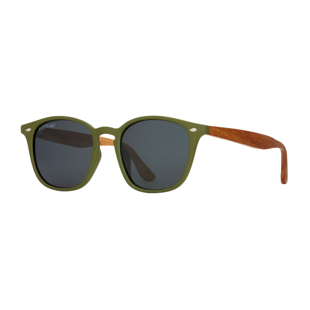 Gridley Matte Olive Green And Walnut Wood Polarized Lens Sunglasses