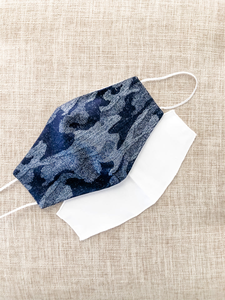 Navy Camouflage Cotton Face Mask
