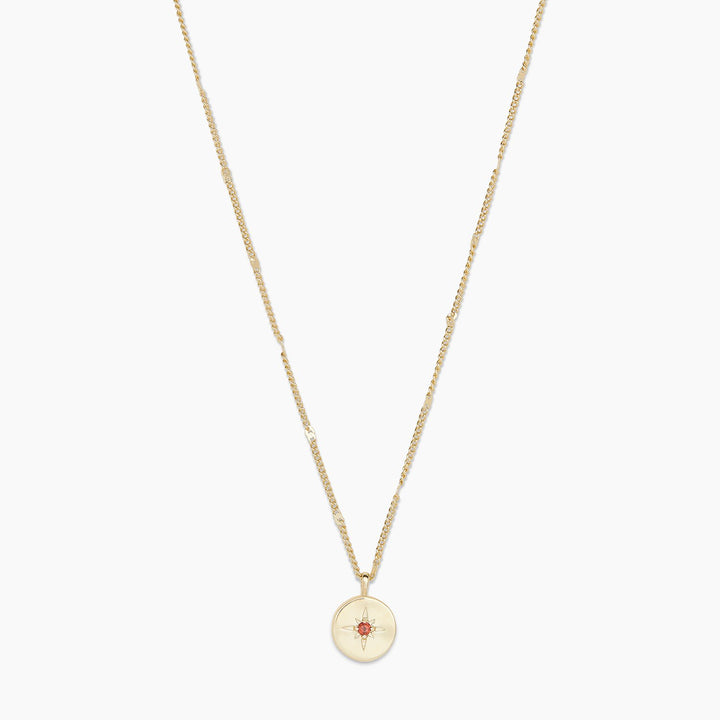 January Gold Garnet Birthstone Coin Necklace