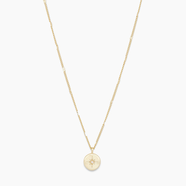 June Gold Pearl Birthstone Coin Necklace