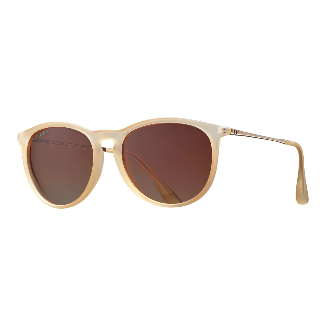 Kelsea Frost Beige And Matte Gold Plus Brown Polarized Lens Sunglasses