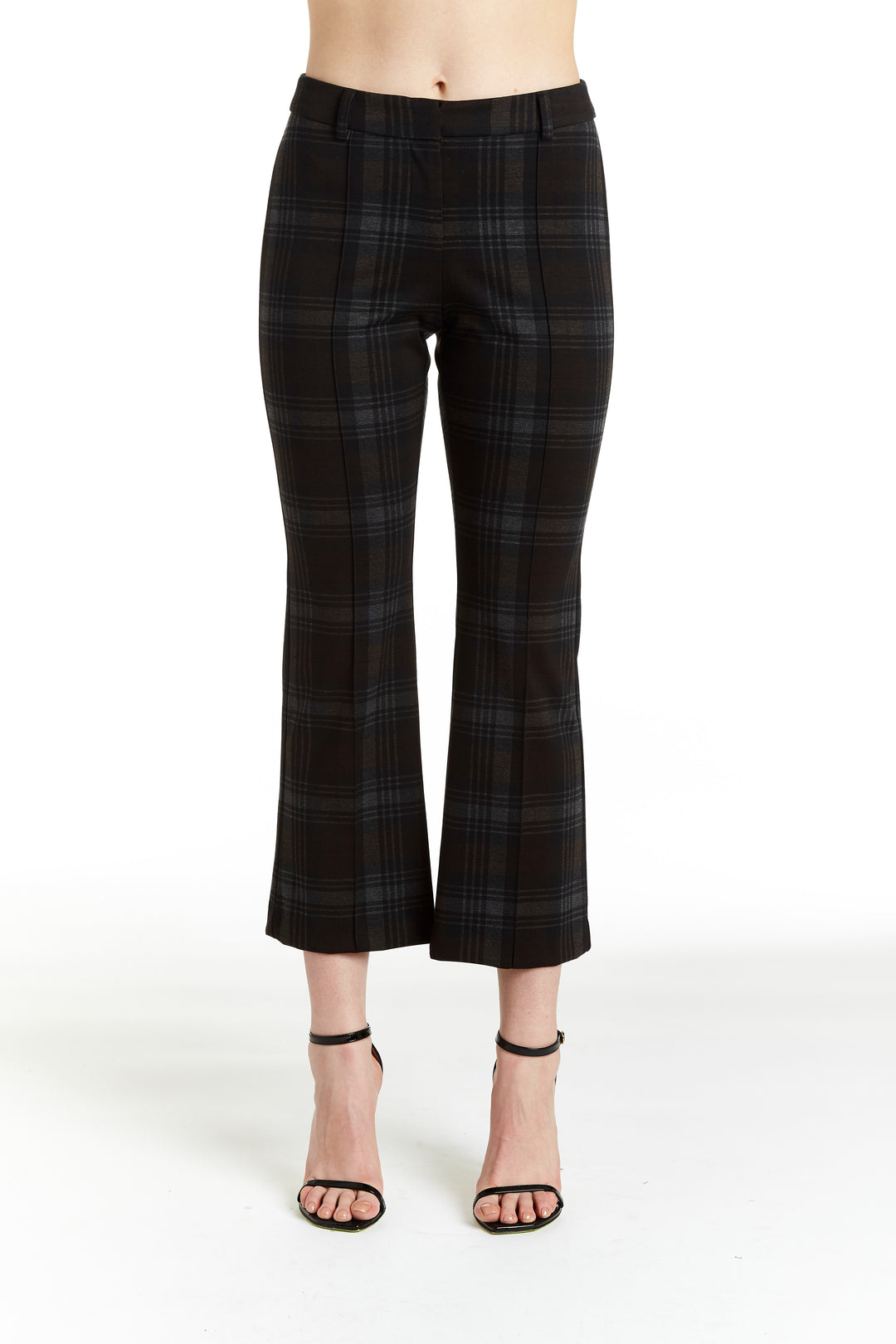 Mocha Plaid Slim Kick Pant