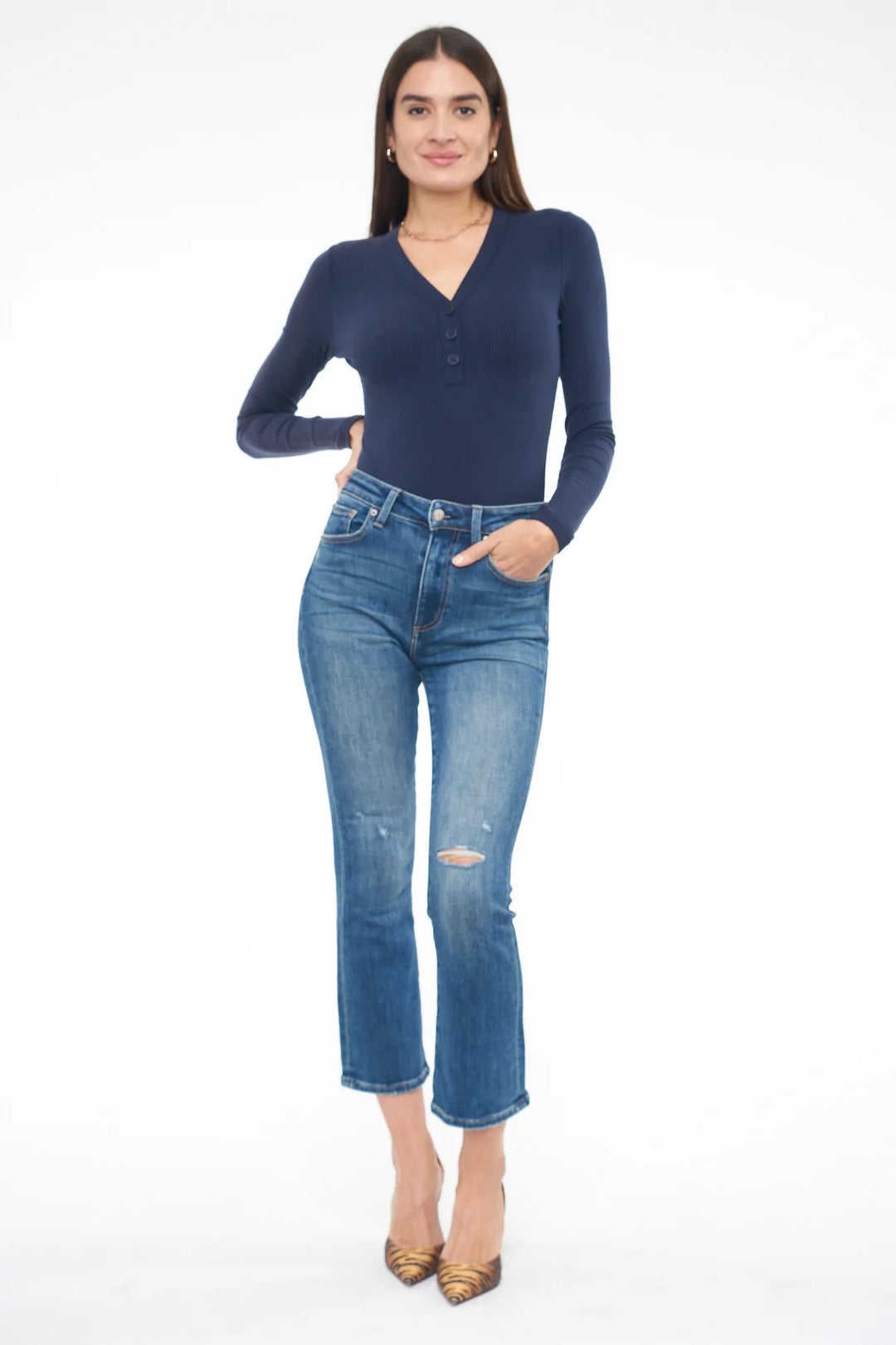 Navy Grayson Henley Bodysuit